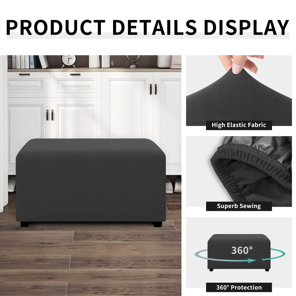 Easy-Going 100% Dual Waterproof Stretch Ottoman Cover Rectangle Folding Storage