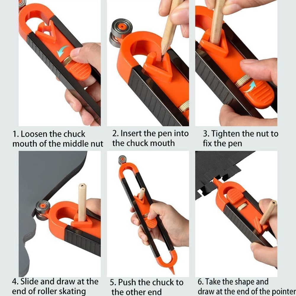 Precise Profile Gauge Scribe Tool with Lock for Pencil Woodworking Edge Corner
