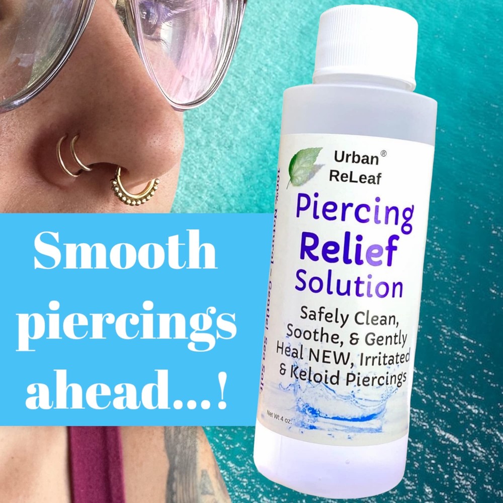 PIERCING RELIEF Solution ! Safely Clean, Soothe & Gently Calm New, Irritated ...