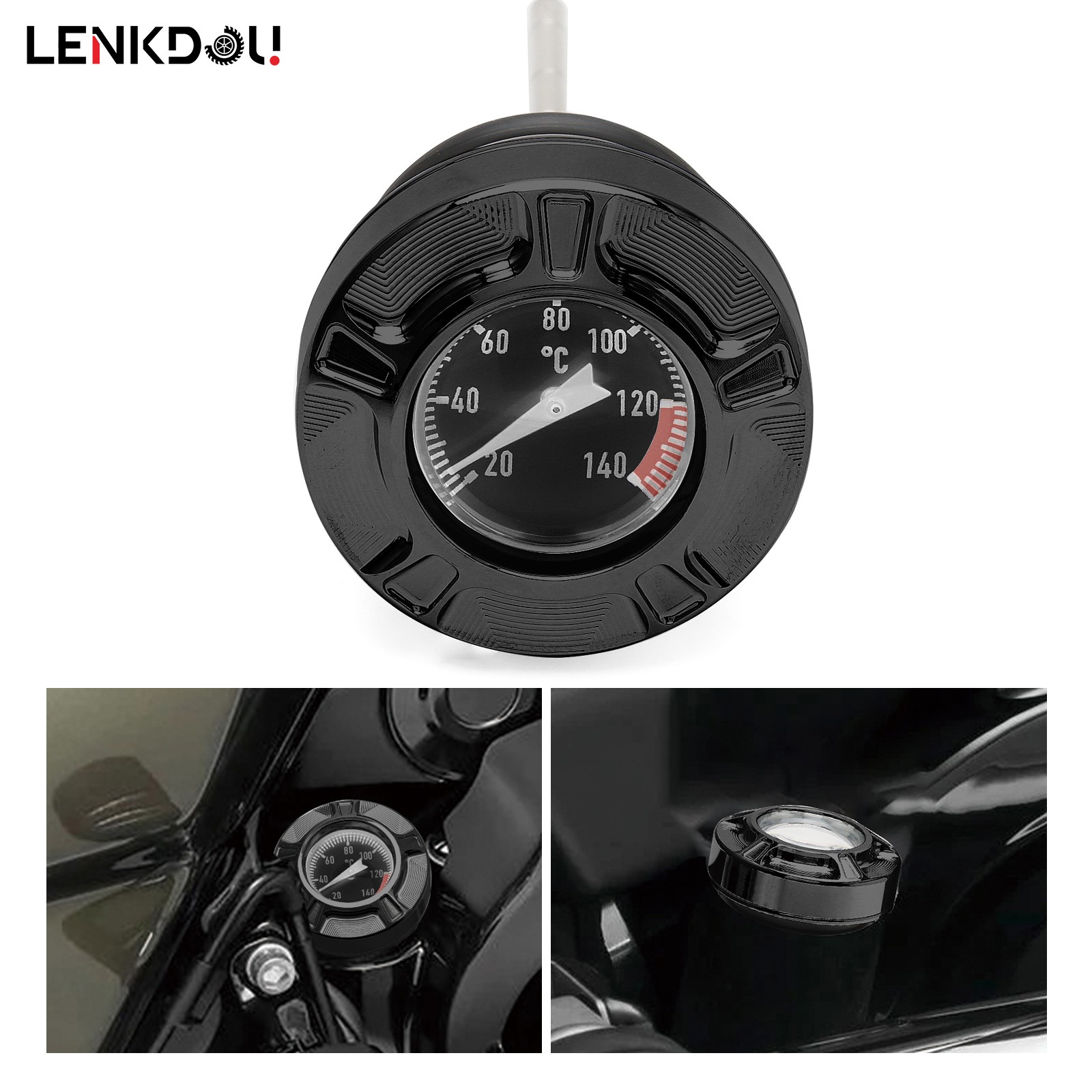 Black Oil Temperature Dipstick For Harley 2000-17 Softail Twin Cam Fat Boy FLST