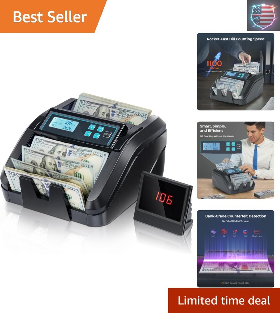 Money Counter Machine Count Value, Add+Batch/Add+ Value Mode Bill Counter, UV...