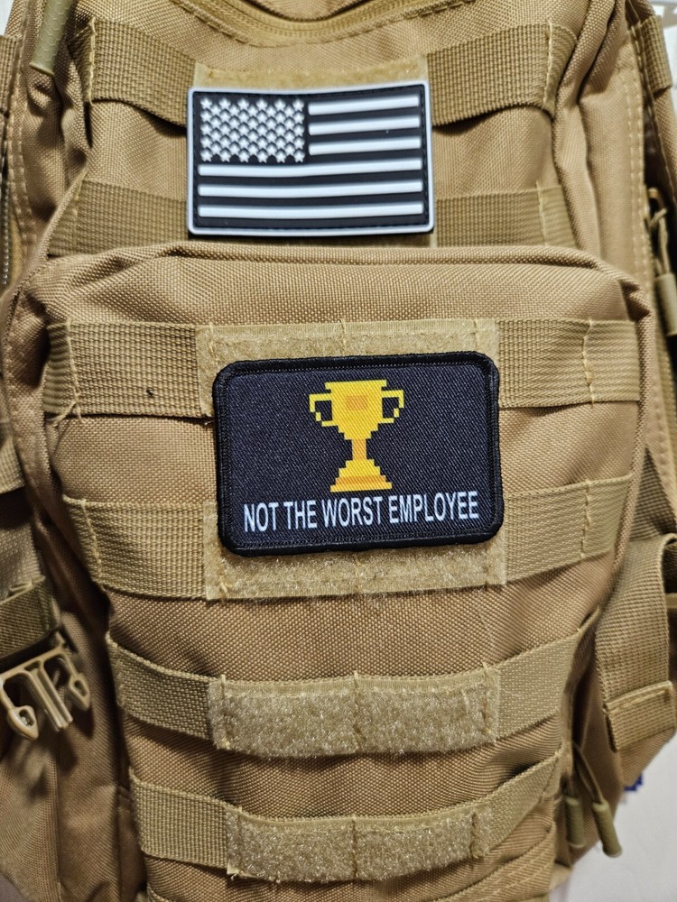 Not the worst employee trophy meme 2"x3" hook & loop funny patch
