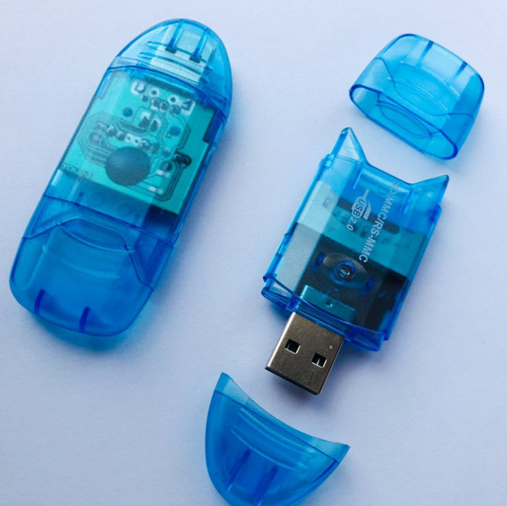 5pcs SD card reader camera large TF Card MMC transparent blue black USB 2.0