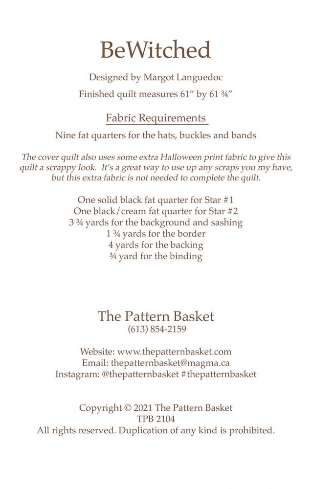 Bewitched Quilt Pattern by Margot Languedoc for The Pattern Basket