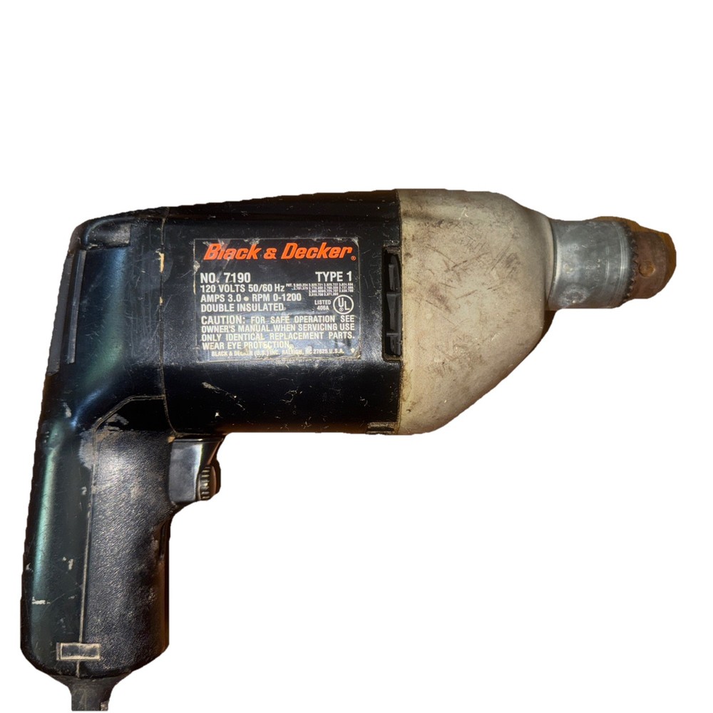Vintage BLACK & DECKER 3/8" Variable Speed Reversible Drill 7190