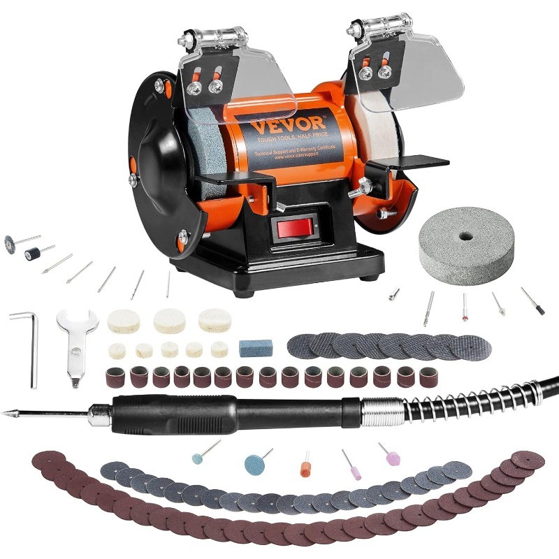 VEVOR Bench Buffer Polisher, Bench Buffer Grinder Polishing & Buffing Machine