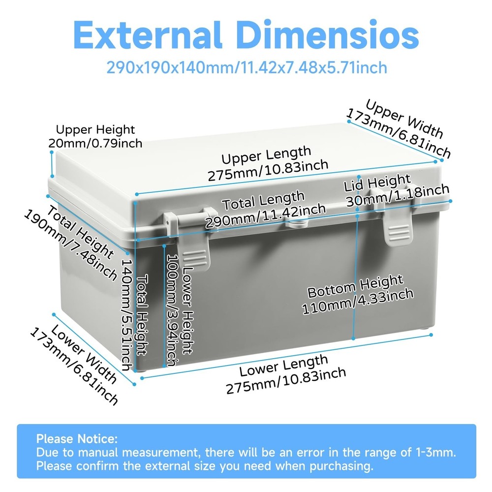 Waterproof Electrical Junction Box Outdoor, IP65 Thicken ABS Plastic Project ...