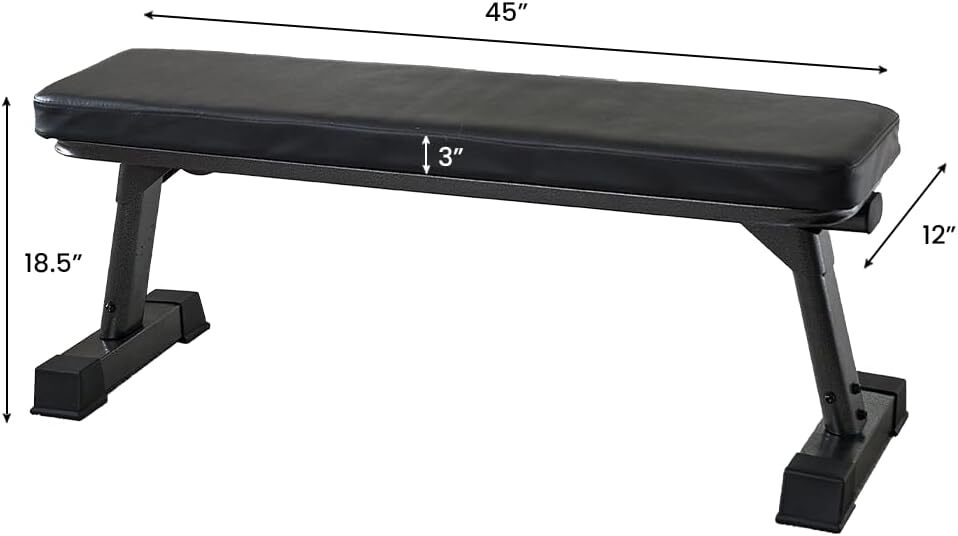 Finer Form Gym Quality Foldable Flat Bench for Multi-Purpose Weight Training