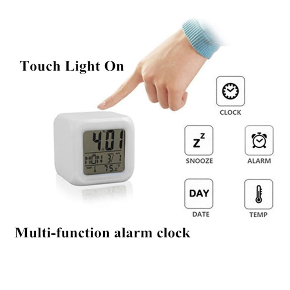 LED Alarm Clock Creative Desk Clock Glowing Electronic Colorful Digital Clock