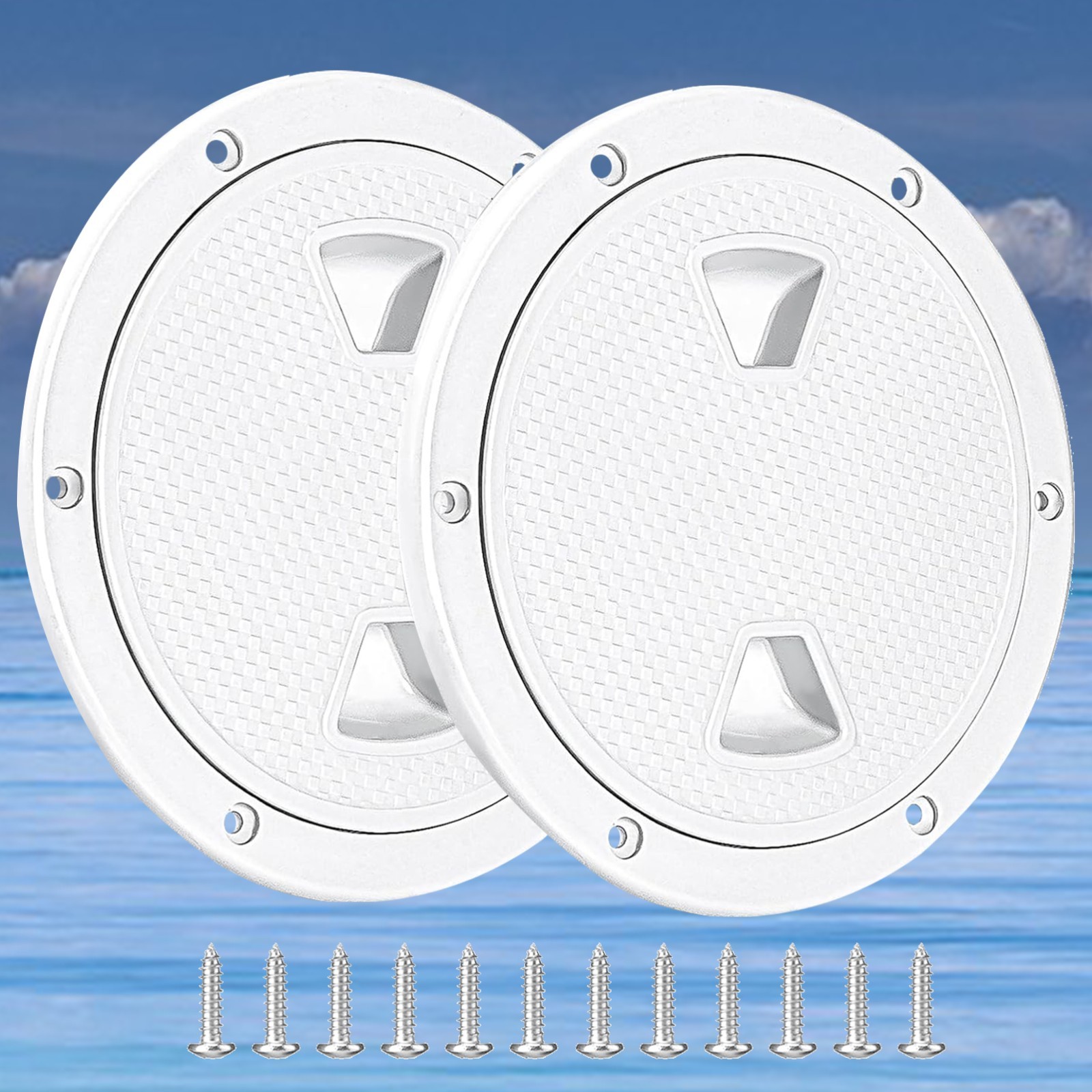2PCS Boat DECK Plate Detachable Cover 4" White Boat Access Hatch Cover