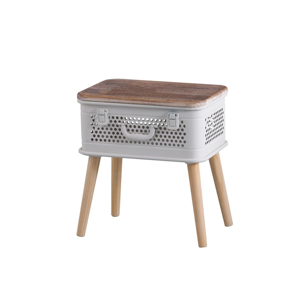 Abite Table Trunk/Side Table White Assembled BJ-101-WH