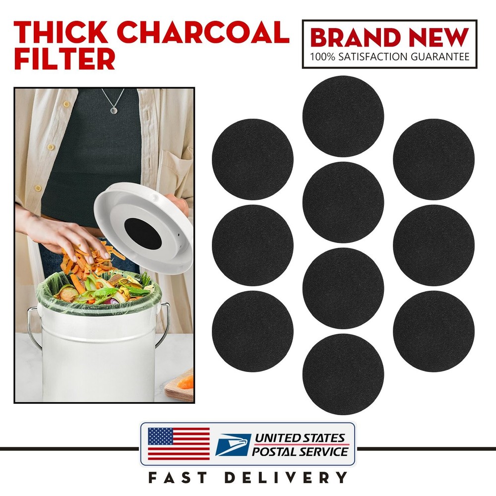 10 Pack 6.7 Inch Compost Bin Filter Inserts for Standard Compost Containers