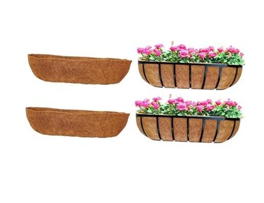 24 inch 2 Pack Half Rounded Rectangular Coco Liner for Window 24" (61cm) x 2