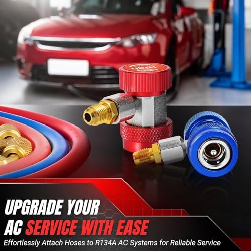 R134A Quick Coupler Adapter Set - Adjustable High Low 1/4 Inch 1/4" - T shape