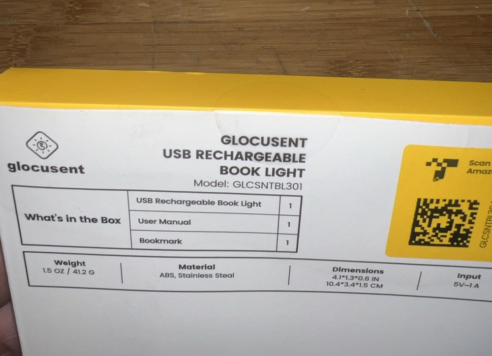 Glocusent USB Rechargeable Book Light SEALED