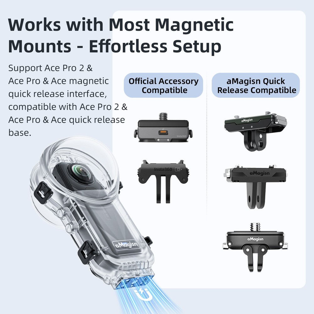 Quick Release Mount Invisible Diving Shell For Insta360 X5 60M Waterproof Case
