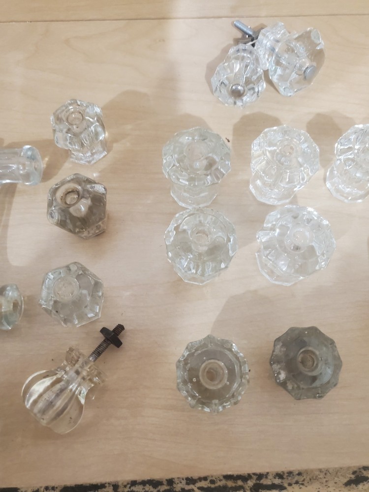 Lot of 45 Vintage Glass Drawer Pulls Knobs