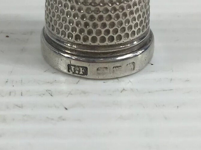 Antique Solid Silver Thimble Marked J.F 2.5cm In Height 4.9g