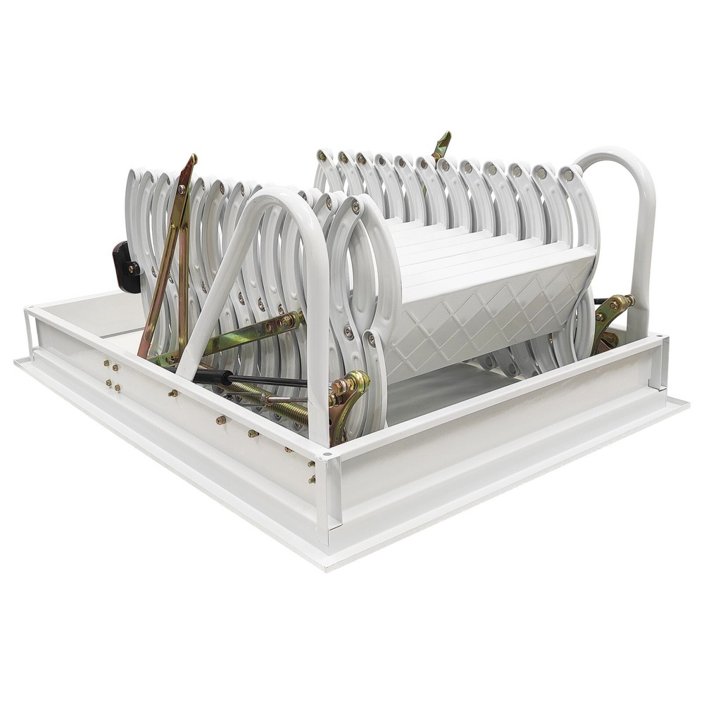 Pull Down Attic Ceiling Ladder 9.84ft White Folding Loft Stair 27.56''x 39.37''