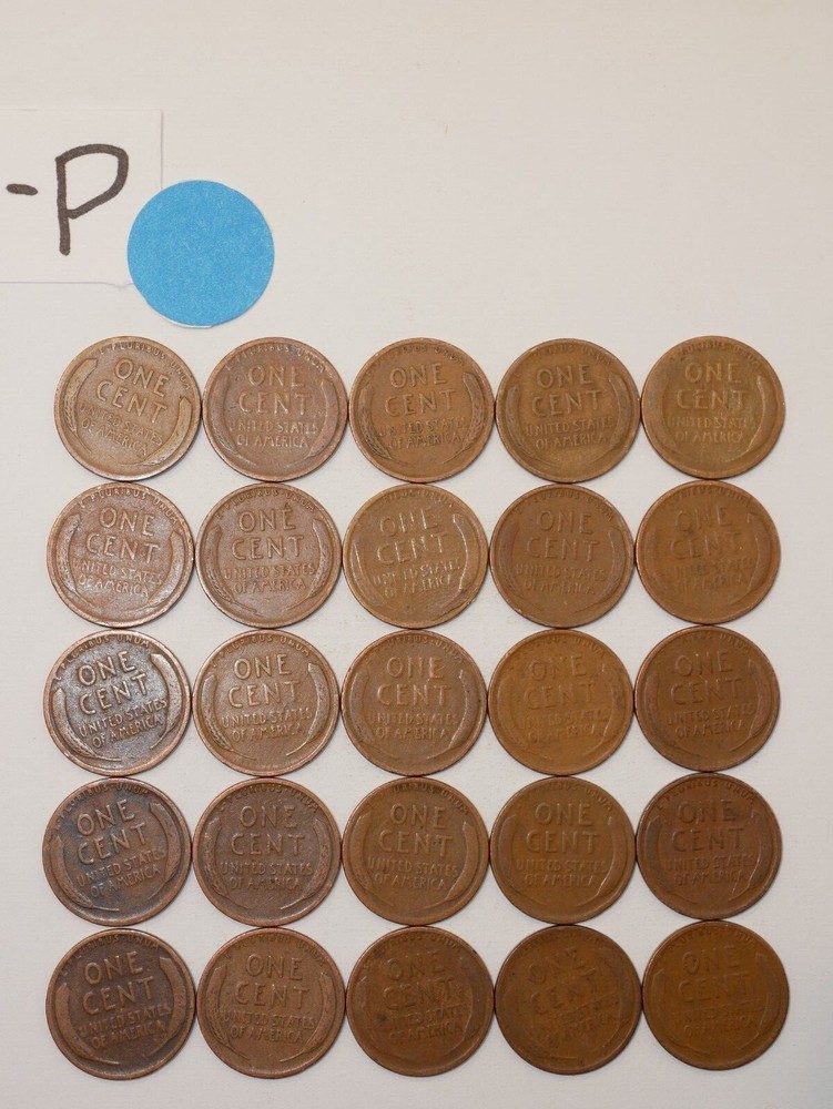 1916-P CENT ROLL SOLID DATE = 50 LINCOLN WHEAT PENNIES (8+ ITEMS SHIP FOR FREE)