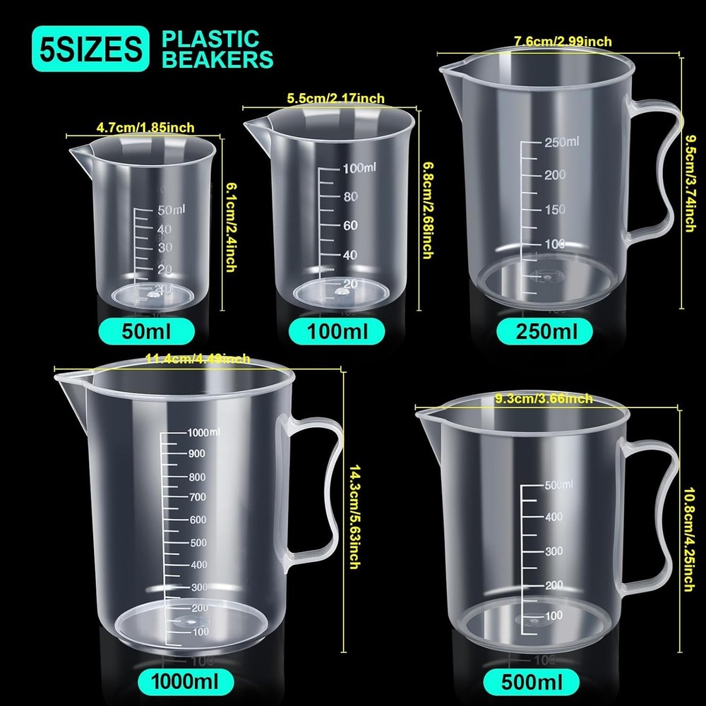 Durable Plastic Graduated Cylinder & Beaker Set - Stable & Accurate Measurements