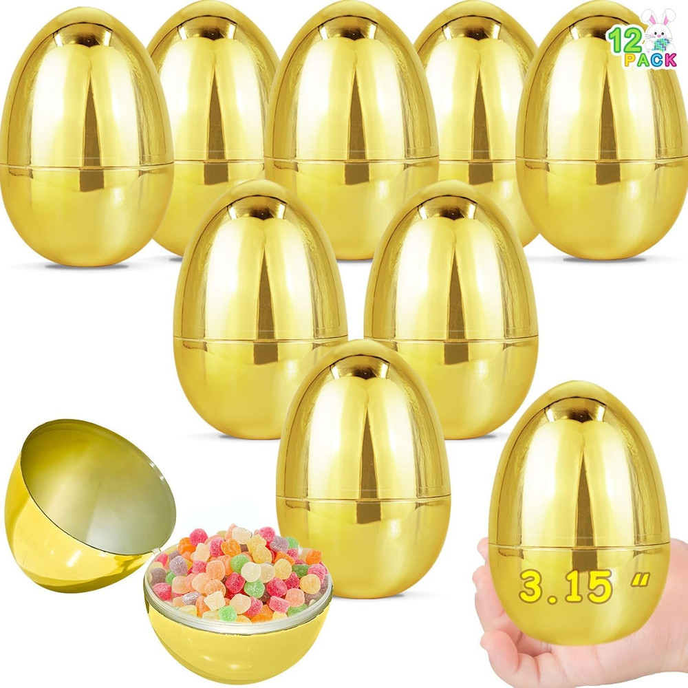 12 Pack 3.15" Large Golden Easter Eggs Empty UNOPENED/MOT DAMAGED