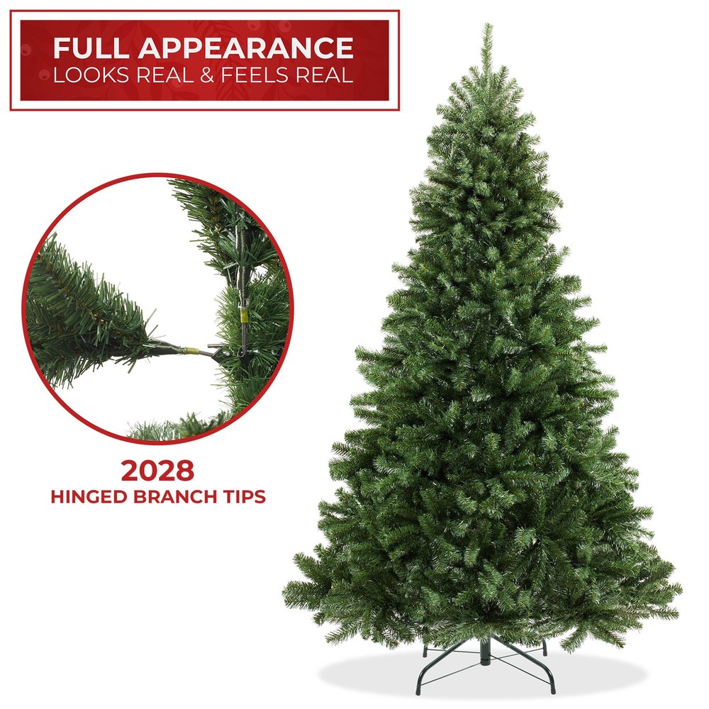 OPEN BOX - 9 ft Spruce Hinged Artificial Christmas Tree with Foldable Stand