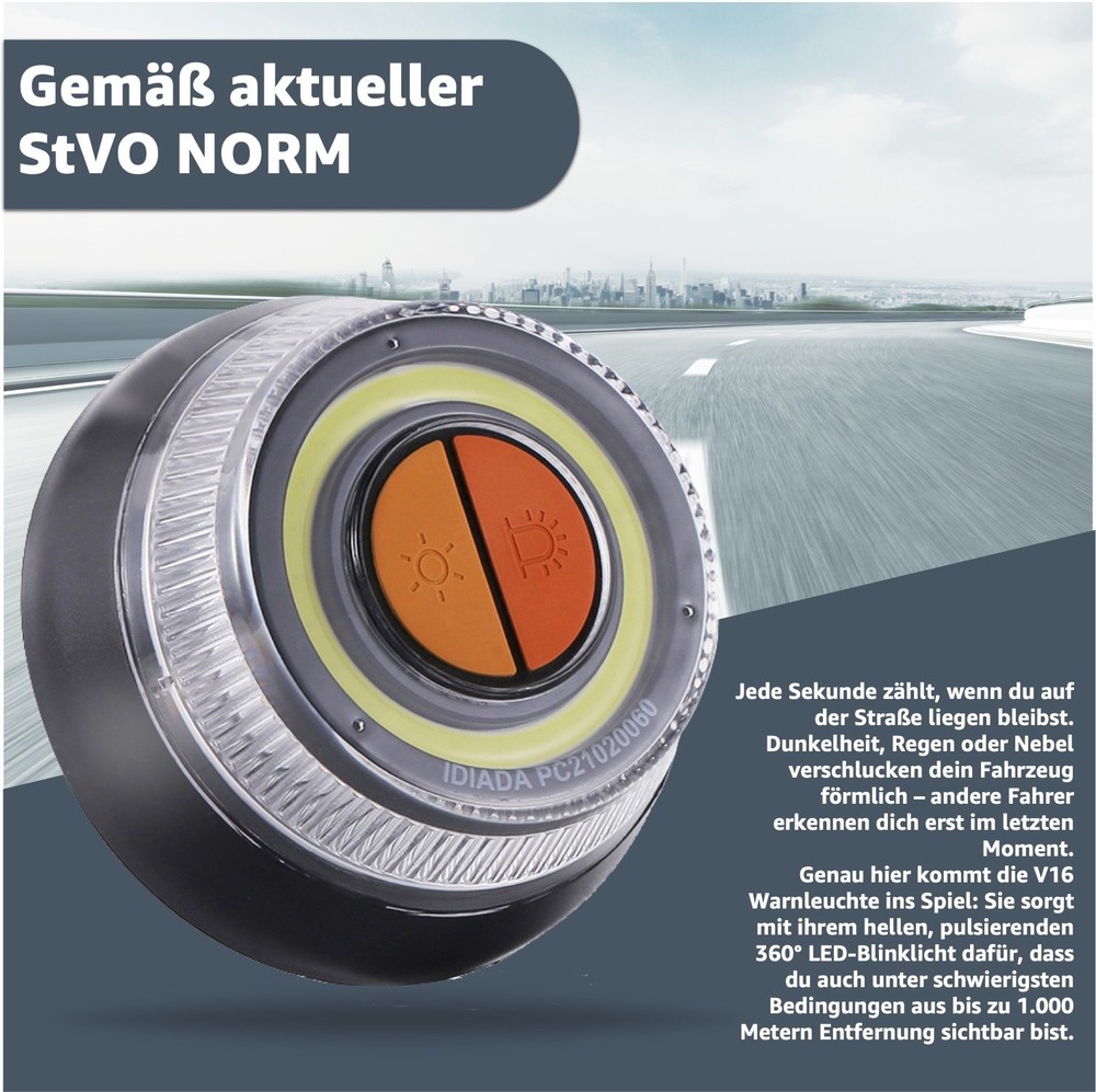 3x Warning Light V16 - Approved Emergency Light & Warning Triangle Replacement