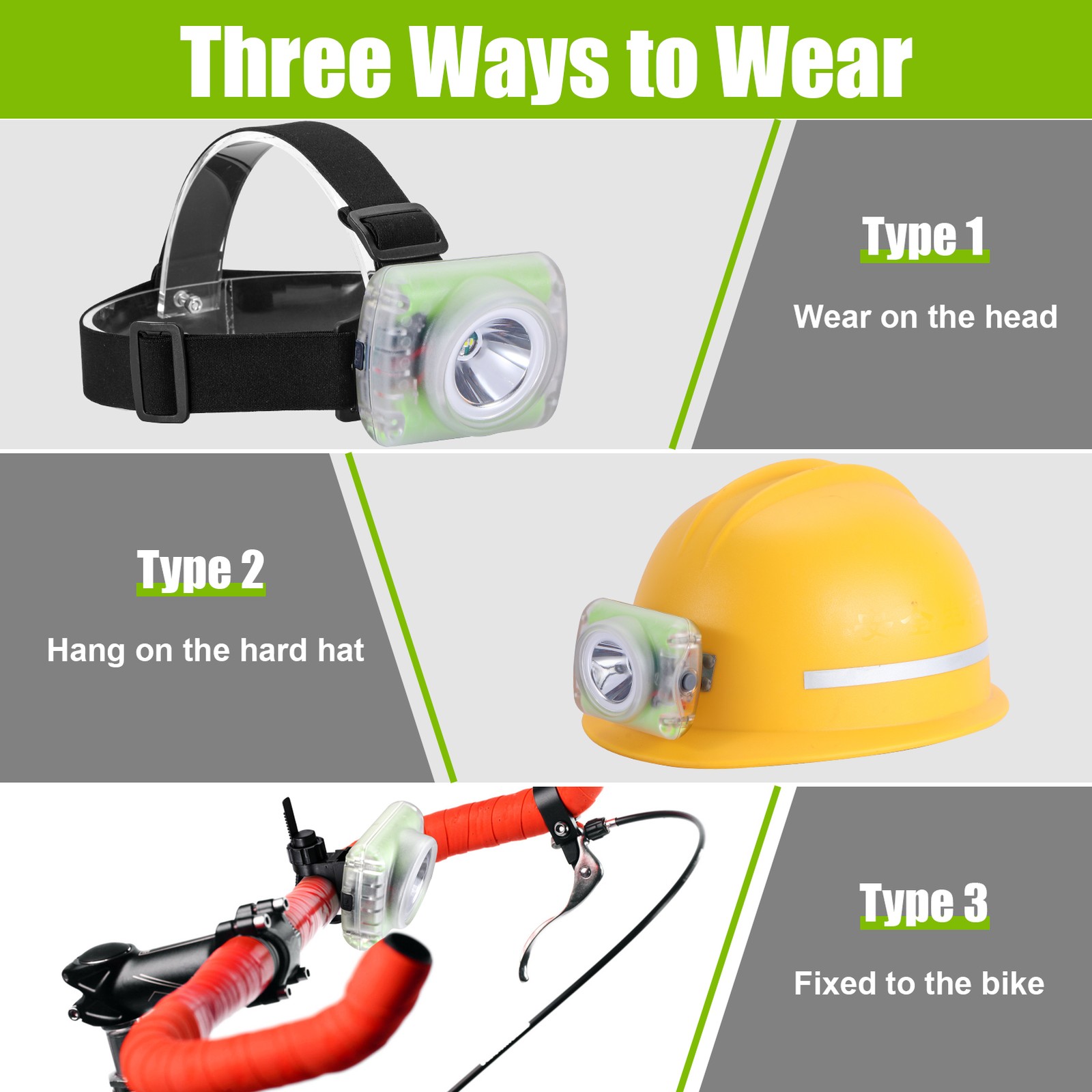 Superbright LED Rechargeable Hard Hat Waterproof Mining Light with Charger IP68