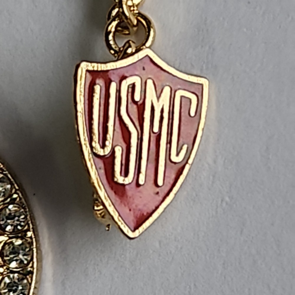 USMC Pin 2-Piece Globe Anchor & Shield Connected w/ Chain