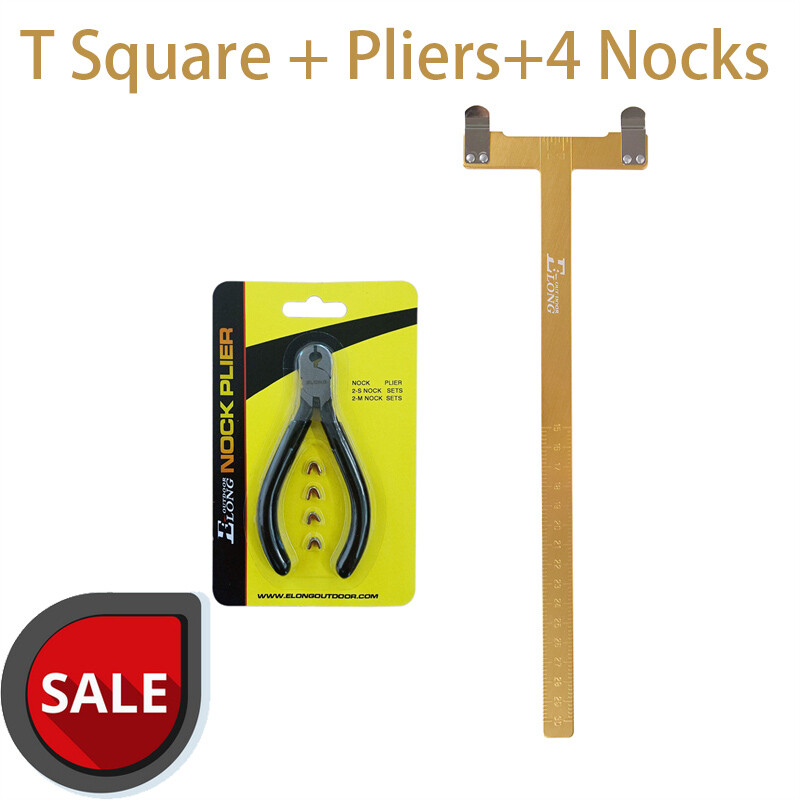 Nocking Pliers Set + Bow T Square Measure Tool for Archery Bow Target Shooting