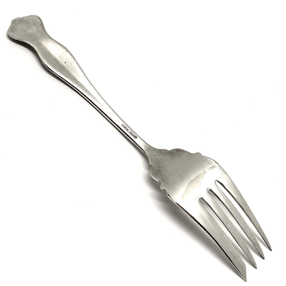 Oneida BERNICE Silver Plate 1900 Extra Plate Bead Edge Cold Meat Fork Flatware