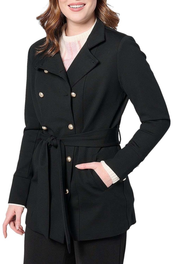 Studio Park x Shawn Killinger Double Button Ponte Coat Black