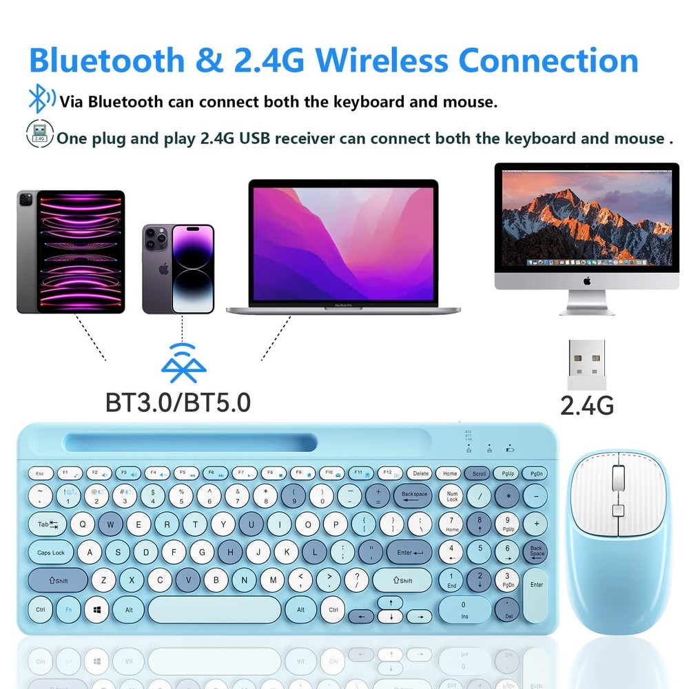 Bluetooth Keyboard and Mouse Wireless Multi-Device Rechargeable Keyboard and