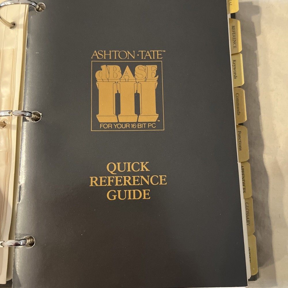 Vintage Computer Software Manual Book Database Three For 16 Bit Pc 1984 + Discs