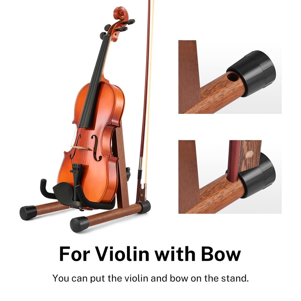 Solid Acacia Wood Ukulele Stand Adjustable Foldable Guitar Violin Mandolin Stand