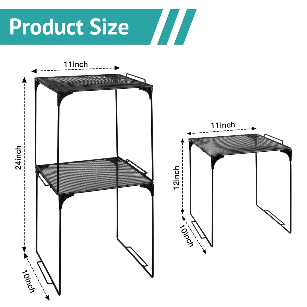 2 PCS Locker Organizer Shelf Stackable Extra Storage Cabinet Accessories Black