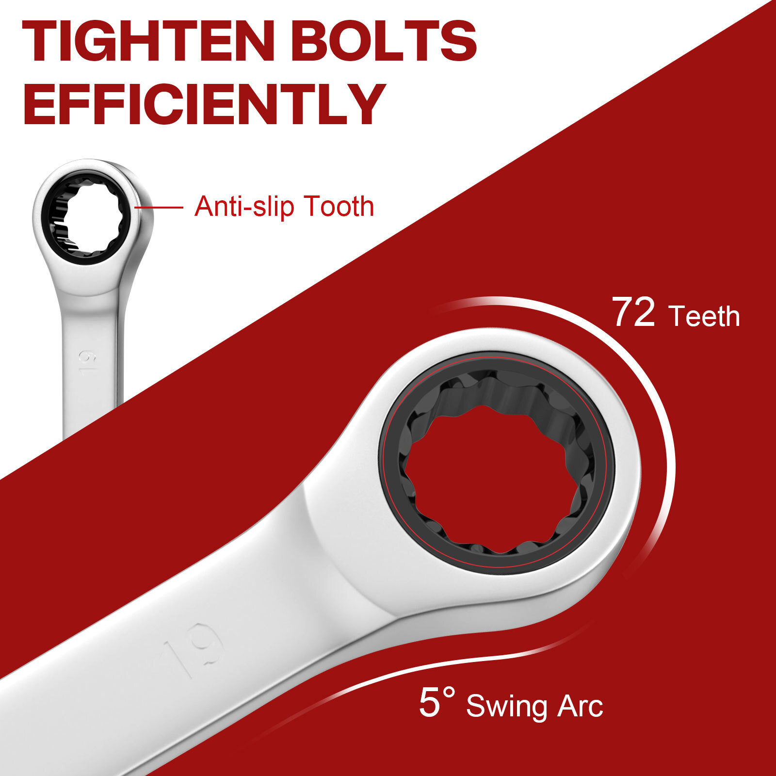 12Pc 8-19mm Metric Fixed Head Ratcheting Wrench Combination Spanner Tool Set