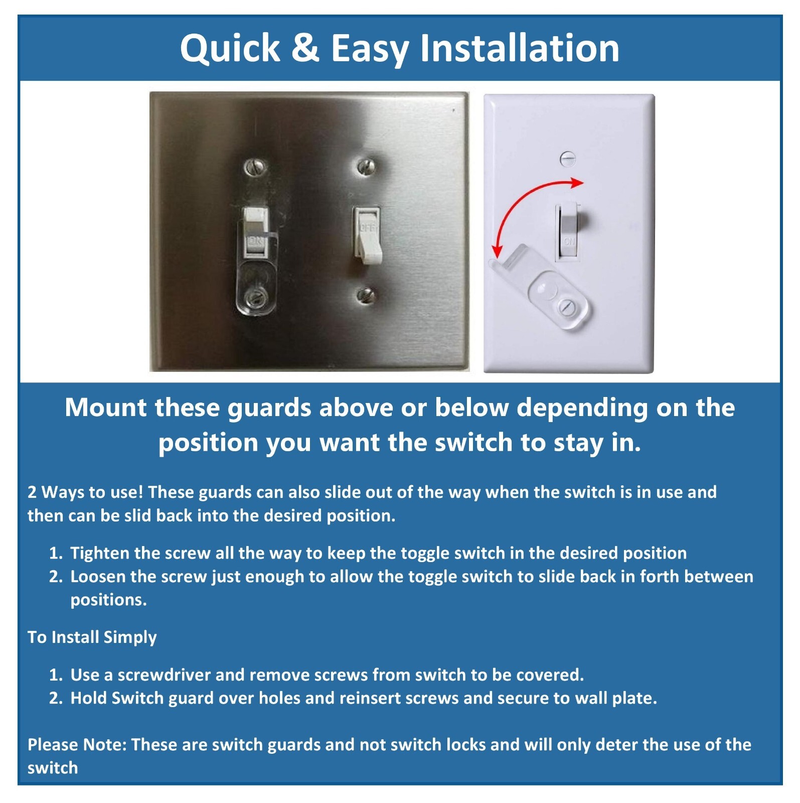 6PK Clear Toggle Switch Cover Guard Keep Light Switch ON Off protects your light