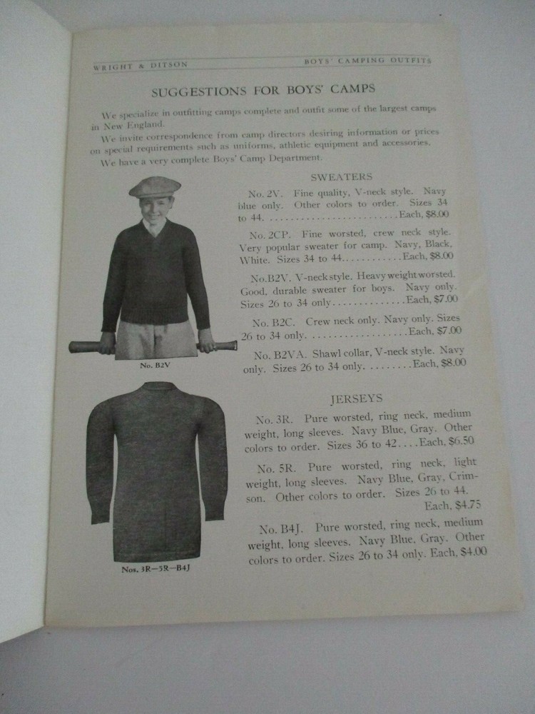 Early 1900s WRIGHT & DITSON Camp Outfitters for Boys Catalog