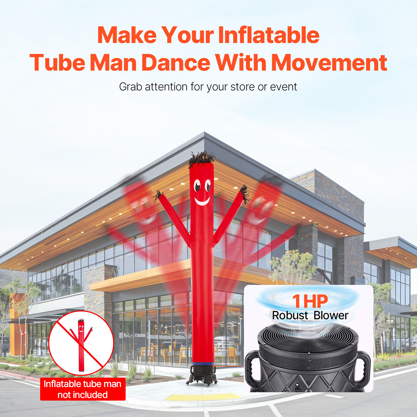 750W Electric Air Blower Fan Inflatable Dancer Wind Wavy Tube Man Puppet 1HP 18"