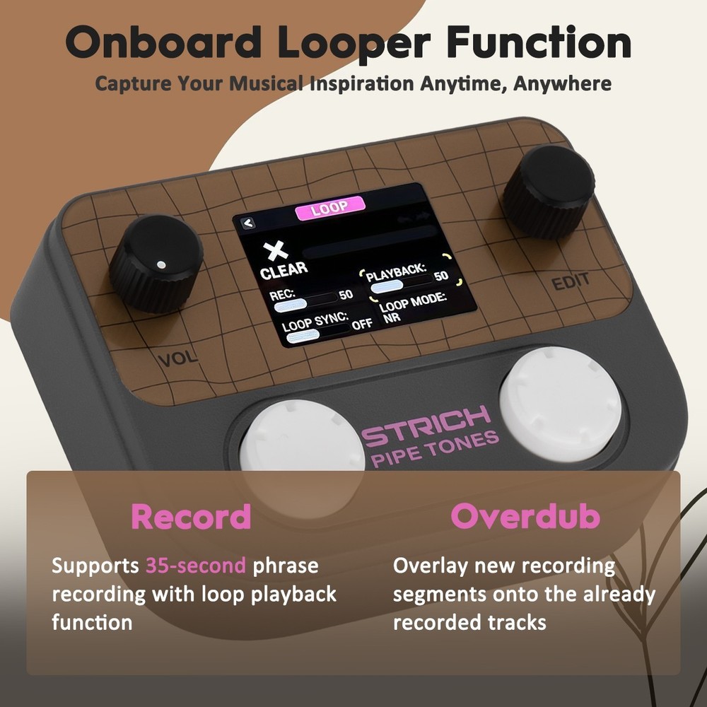 STRICH Pipe Tones Pocket Multi-Effects Processor with Foot Pedal (Dark Gray)
