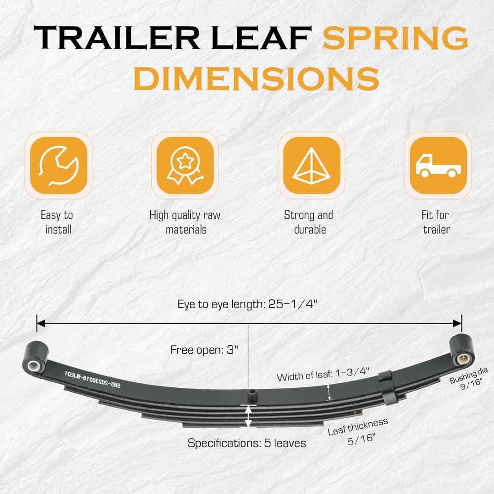 Double Eye Leaf Spring 5 Leaf 3000lb Trailer Set