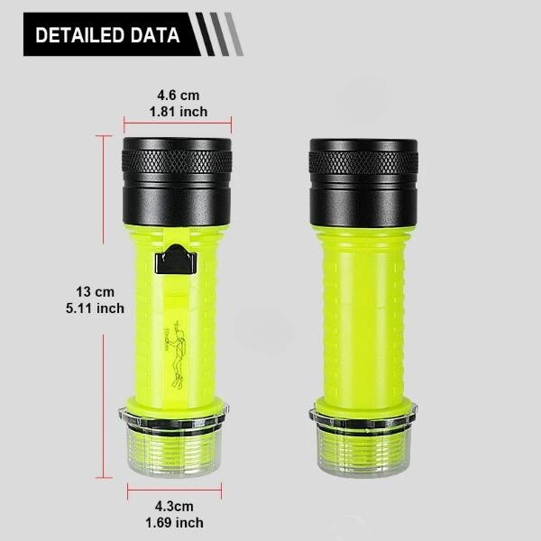200000LM 2*P100 Diving Flashlight Professional Diving Torch Led Diving Light