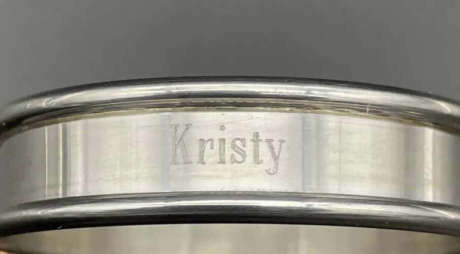 Sterling Silver Napkin Ring Name Engraved “Kristy”