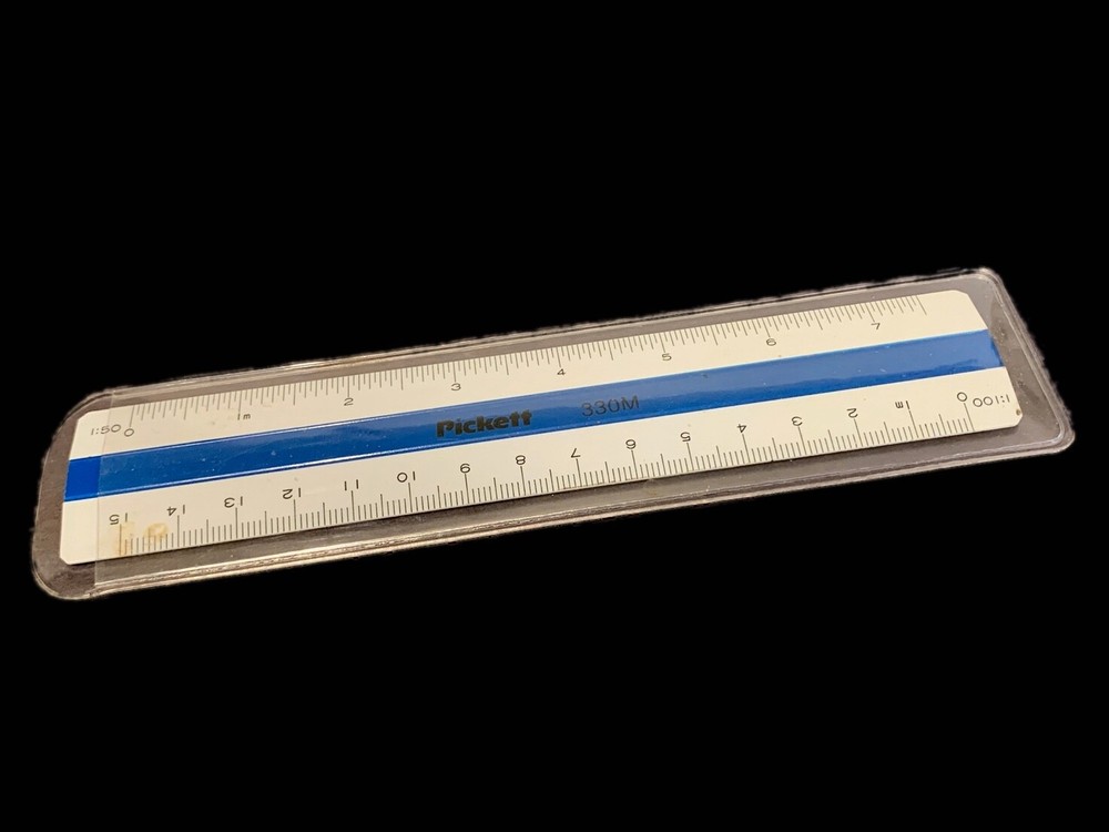 Vintage Pickett 330M Engineer Scale - 6" Plastic Storage Sleeve - Drafting Tool