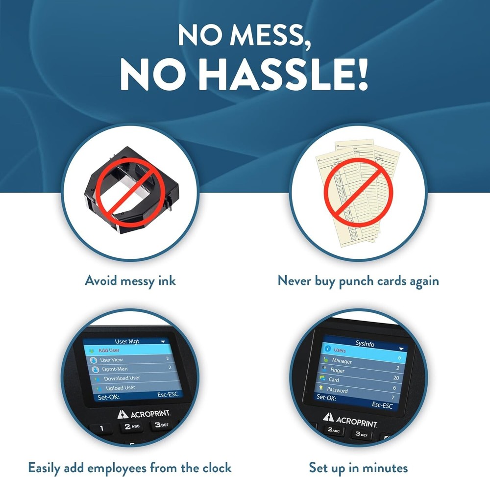 Acroprint BioTouch Biometric Fingerprint Proximity Time Clock Employee System