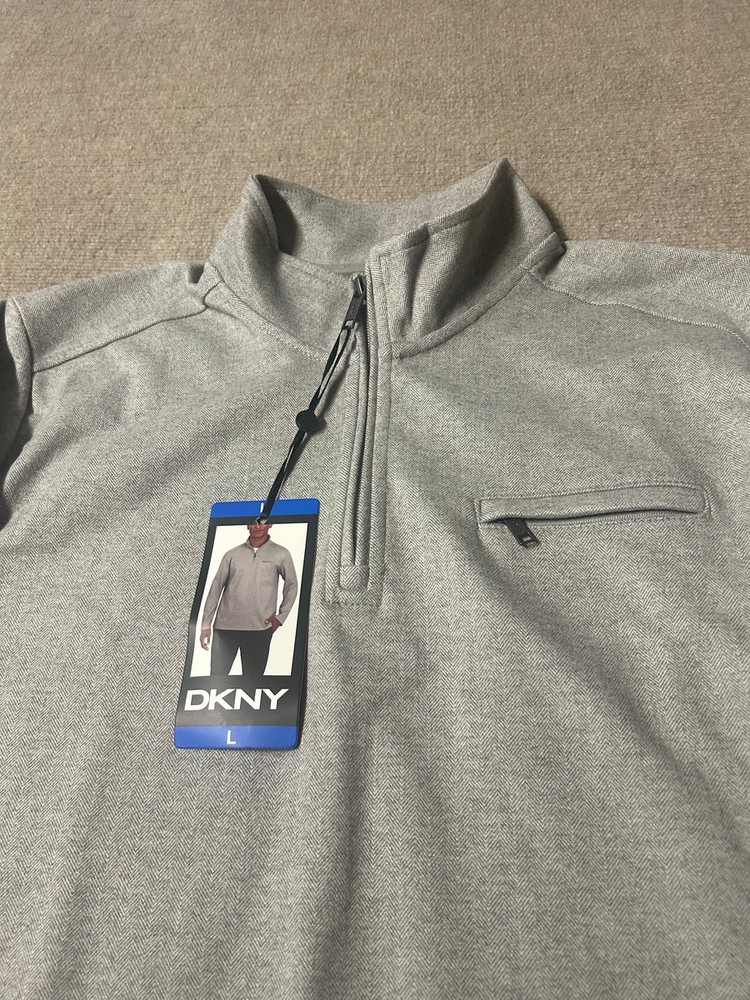 DKNY Men's Herringbone Quarter-Zip Pullover