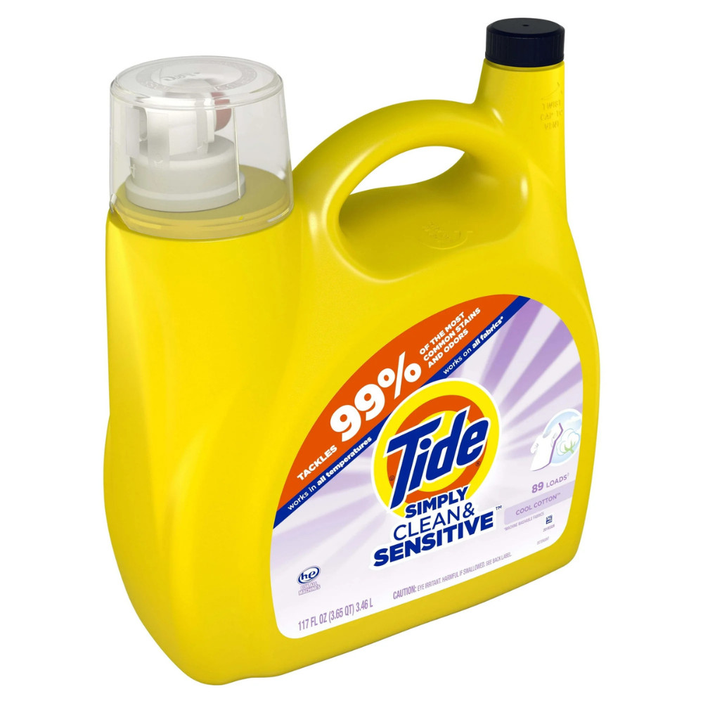 Tide Simply Laundry Detergent Liquid, Clean & Sensitive, Cool Cotton, 89 Loads