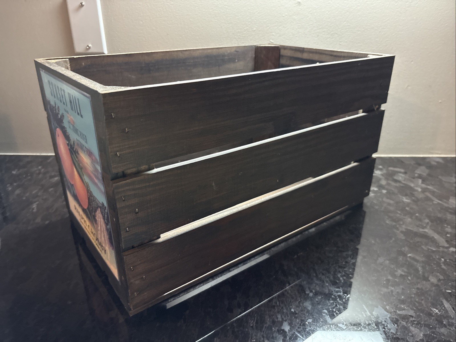 Vintage Wood Fruit Crate Sunset Hill Ralph Crosby San Mateo Florida 18 X 11 X 10